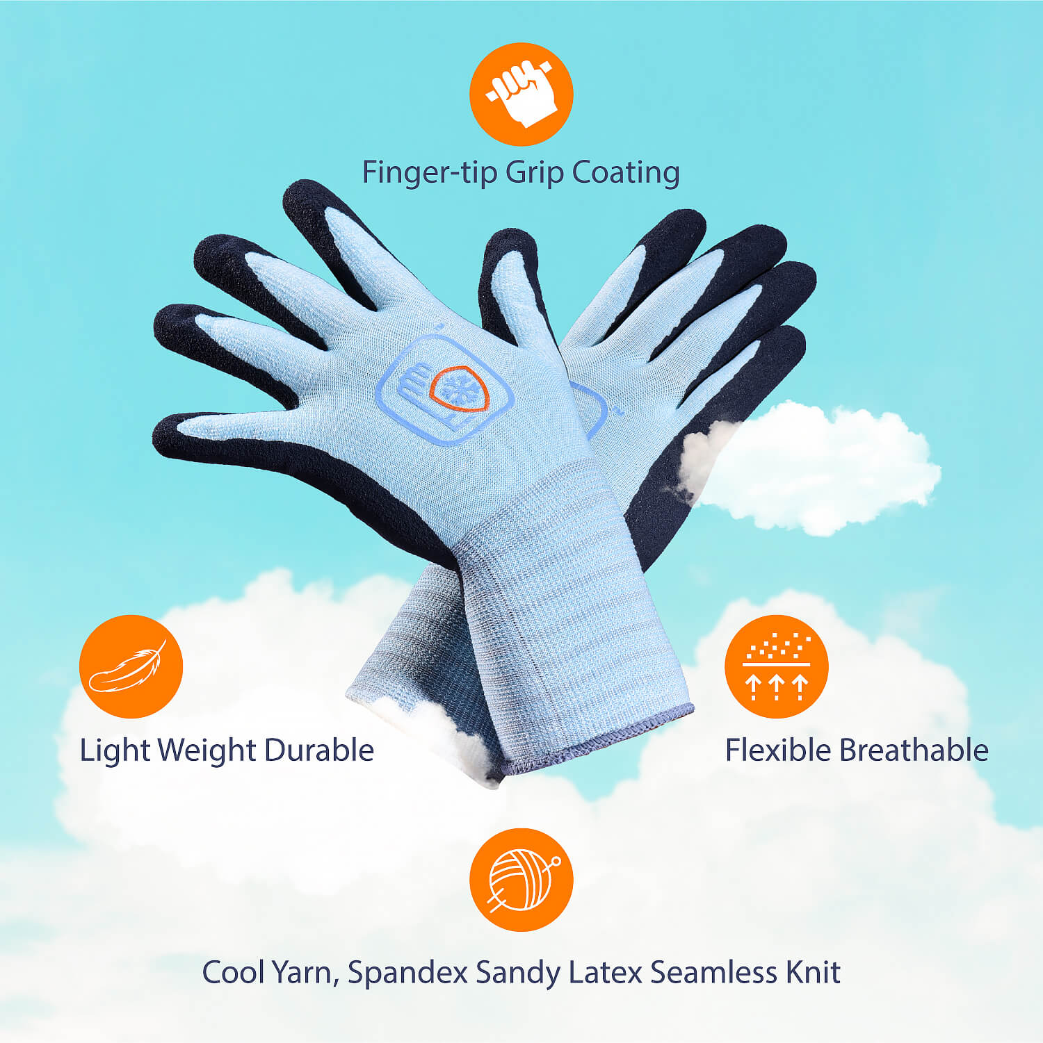 SAFEYEAR Safety Gloves for General Duty Work, Natural Latex Coated Work Gloves for Gardening,Construction,Warehouse 