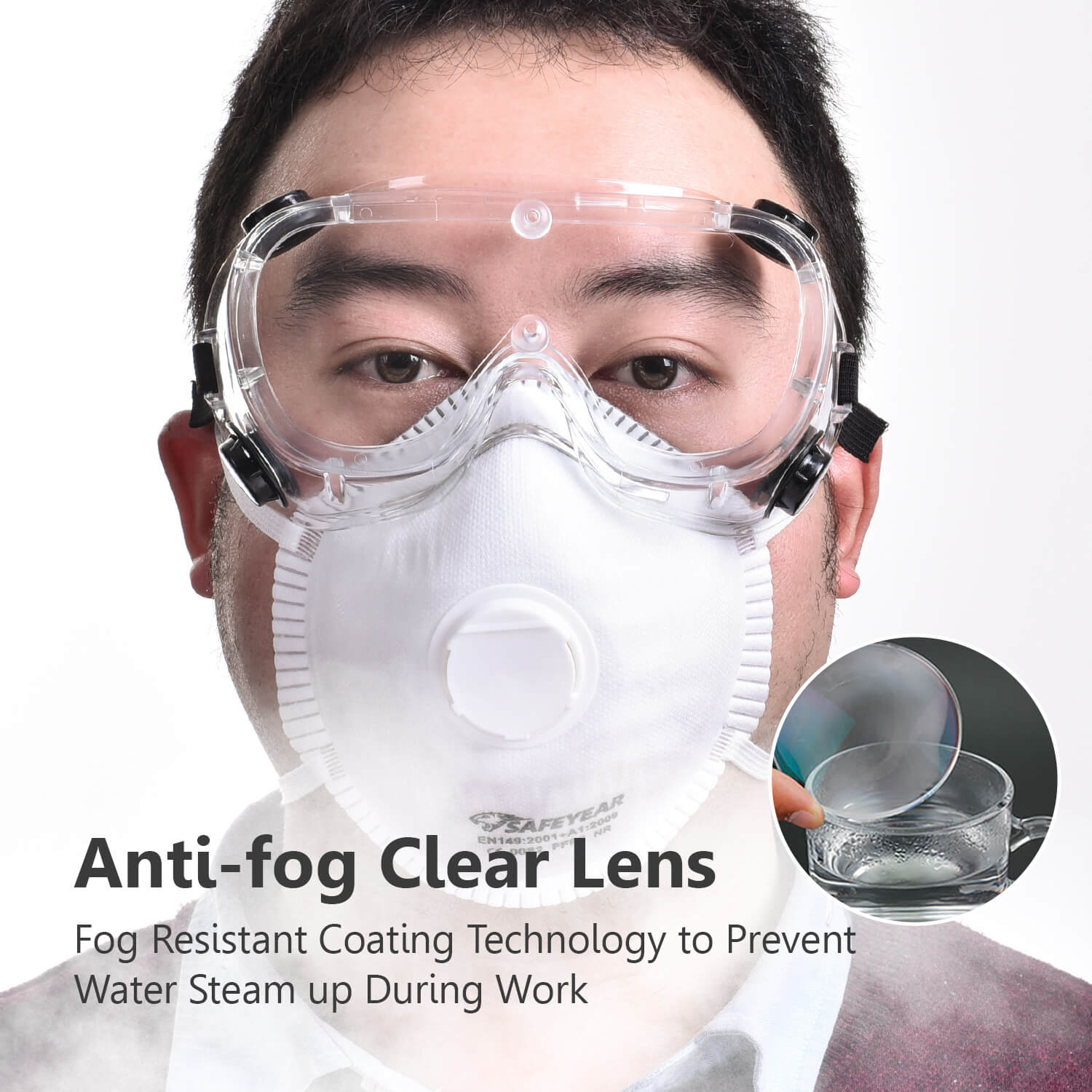 Safeyear Anti Fog Safety Goggles Scratch Resistant & UV Protection Safety Glasses for Men
