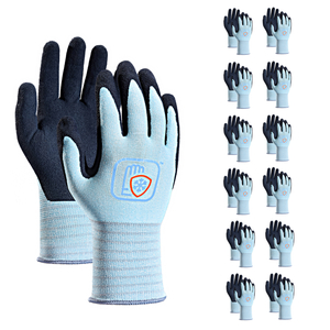 SAFEYEAR 12 Pairs Safety Gloves Work Gloves With Natural Latex Coated, Gardening and Builders Gloves Waterproof and Anti-Slip