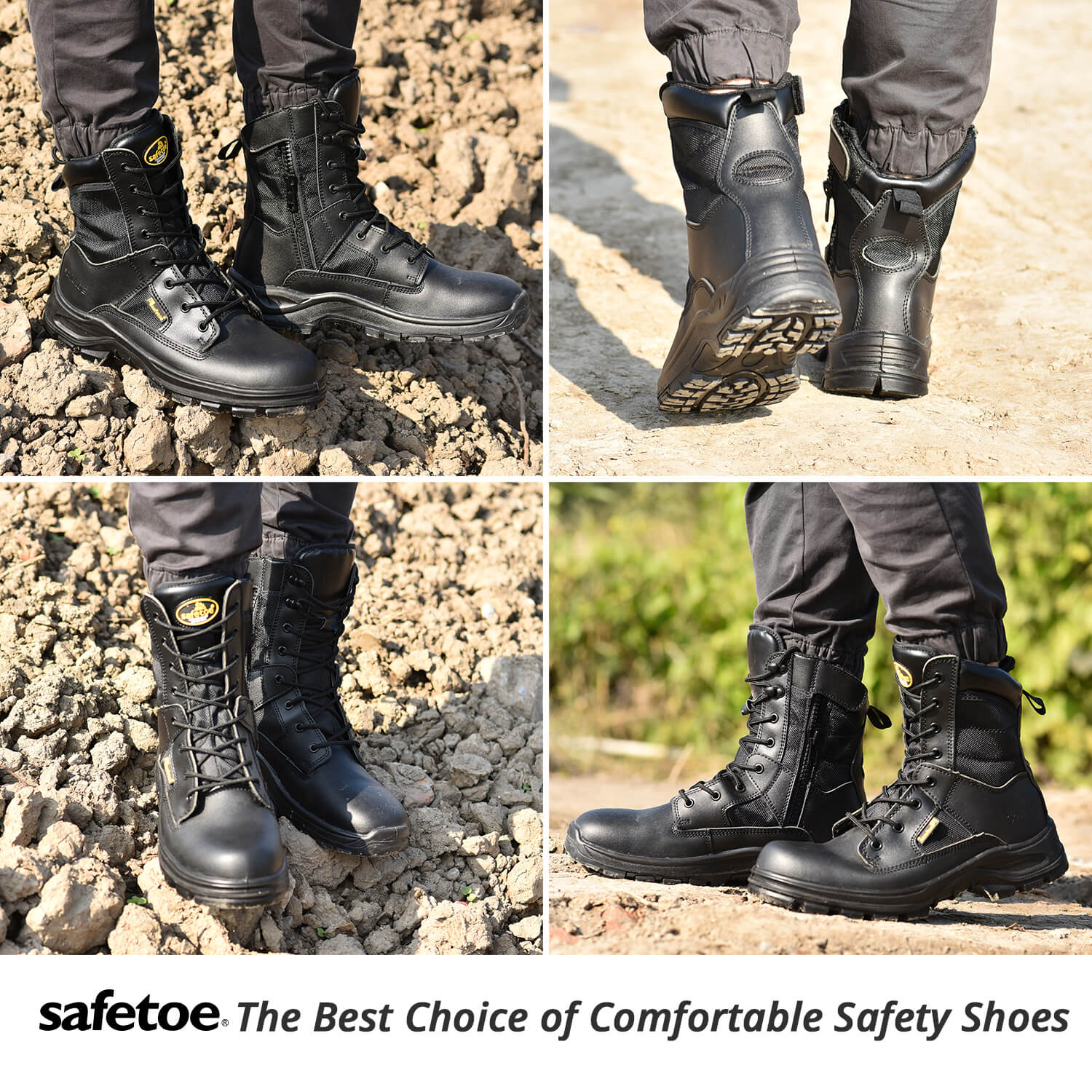 Safetoe Soft Toe Military Zip Design Work Boots