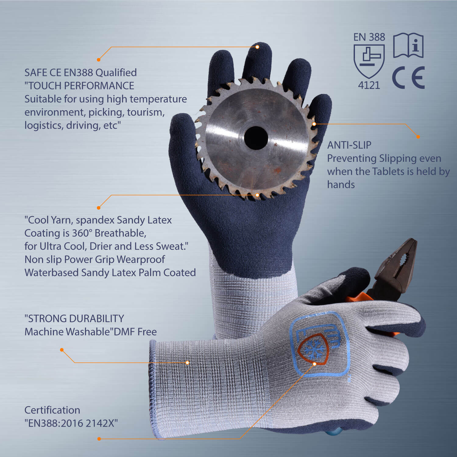 SAFEYEAR Latex Coated Safety Gloves, Gardening Gloves Waterproof and Anti-Slip, Work Gloves for Construction,Warehouse