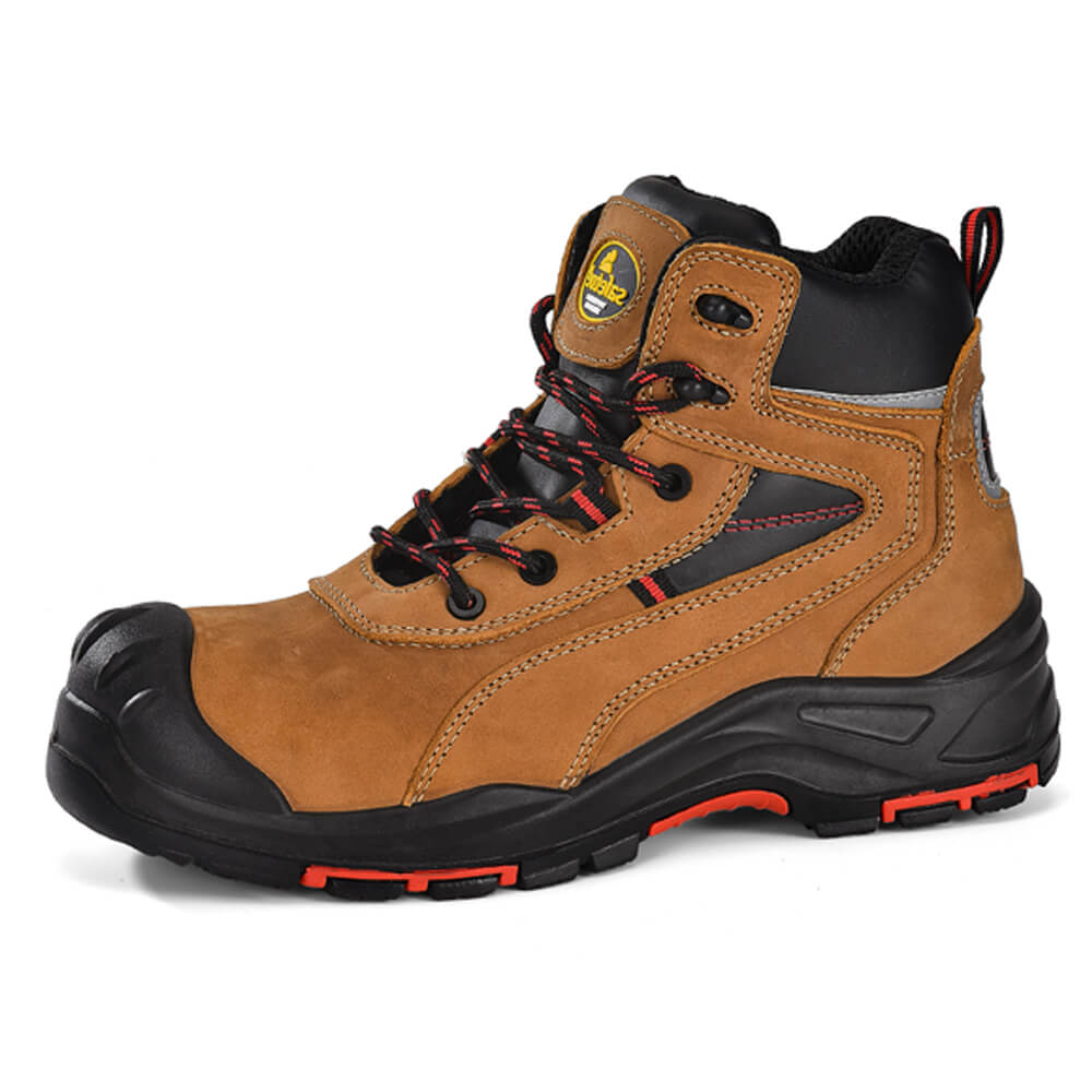 Safetoe Genuine Leather Work Boots With Overcaps