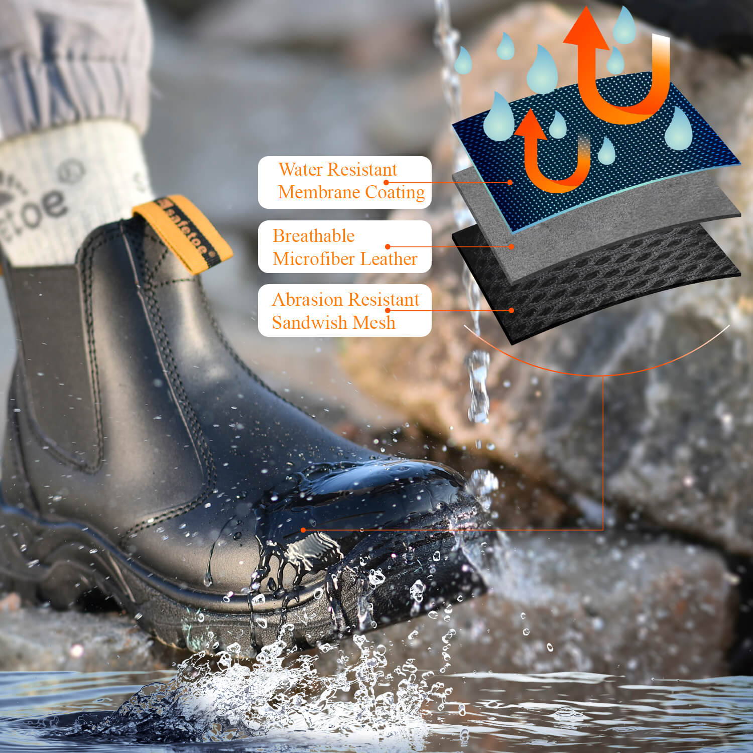Antler BK Men's CSA Waterproof Leather Steel Toe Work Boots