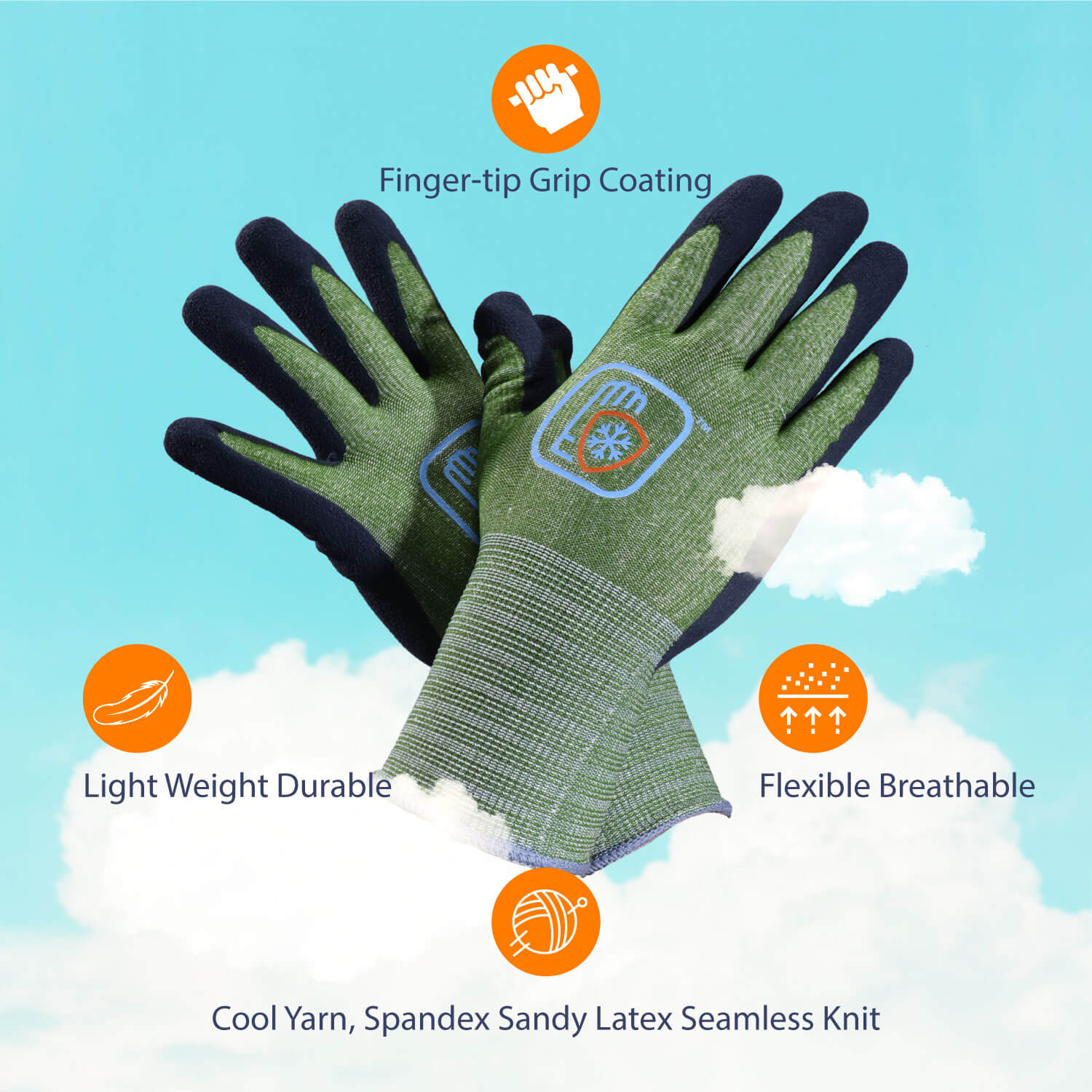 SAFEYEAR 12 Pairs Safety Gloves Waterproof Natural Latex Coated Work Gloves