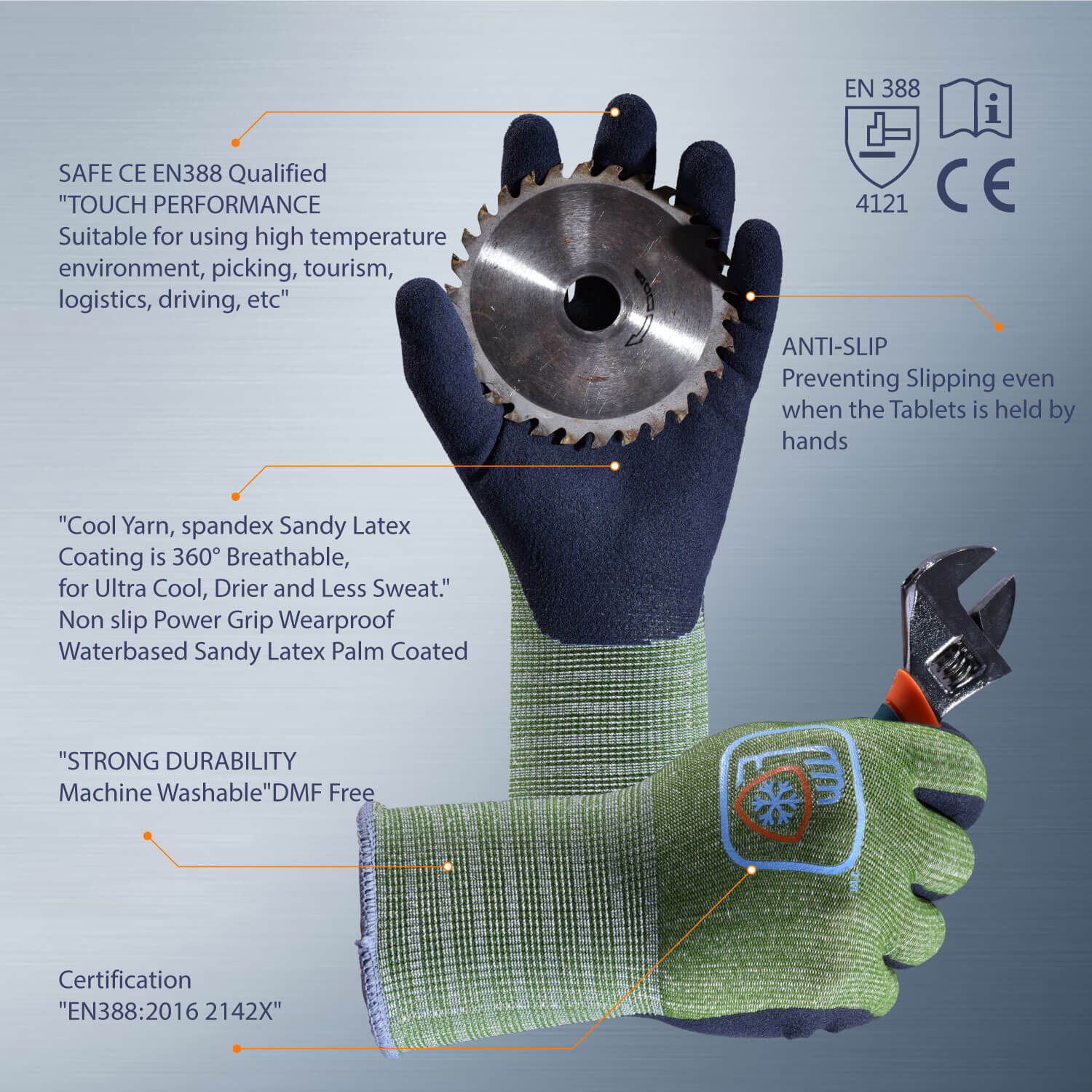 SAFEYEAR Safety Work Gloves, Latex Coated Safety Gloves for Gardening and Builders